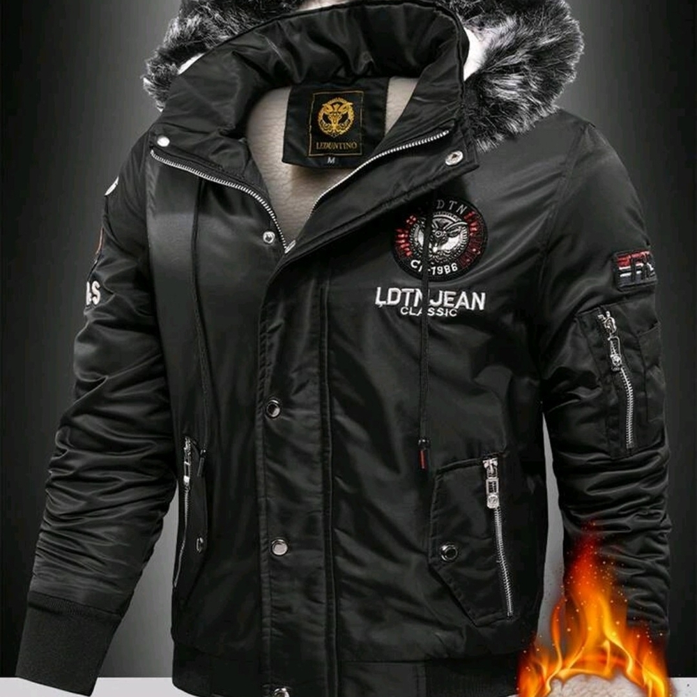 SHEIN Classic Black Bomber Jacket with Faux Fur Trim